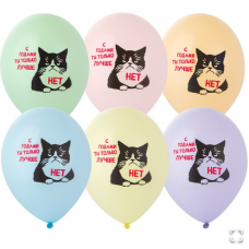 B Шар с рисунком 14" Кот сердитый 2цв